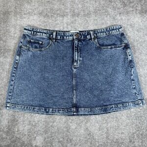 Lane Bryant Skirt Women's 22 Blue Denim Flex Magic Waistband Straight Mini High‎